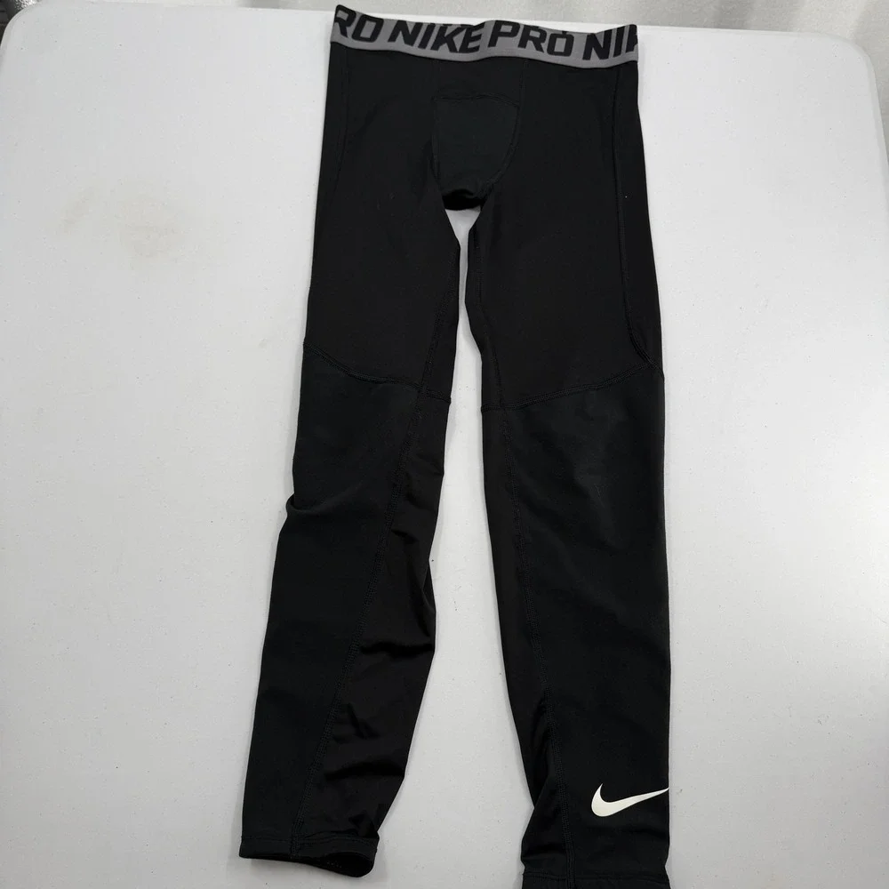 Nike Pro Training Tights Boys Size M Black Compression Pants BV3516-010